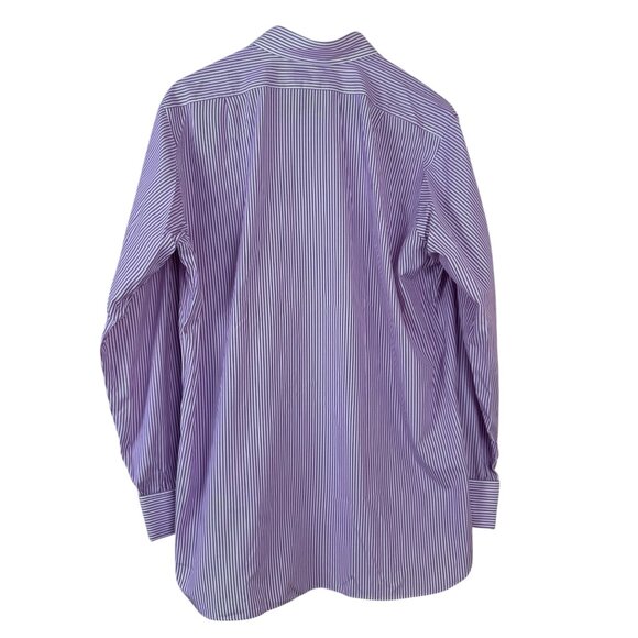 Turnbull & Asser READ Purple White Striped Dress Shirt100% Cotton Cuff Links XL - Picture 2 of 8